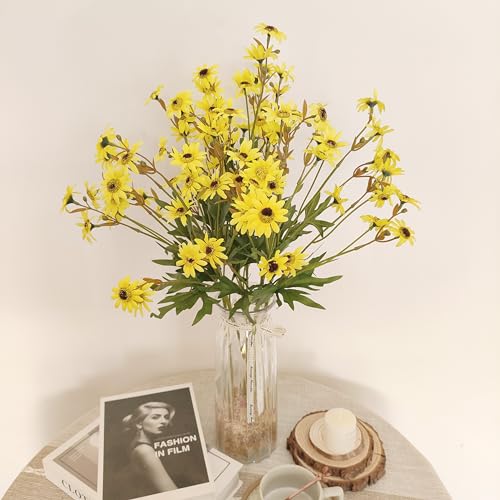 ATFL 23'' Yellow Daisy Artificial Flowers,Artificial Daisy Flowers,6 Bouquets Fake Daisies Flowers,Faux Daisies for Home Table Centerpieces Arrangement Decoration (6, Yellow) - color: Yellow