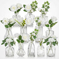 36 Pcs Artificial Flowers Table Centerpiece with Vases Colorful Wildflower Centerpieces Silk Flower Arrangement for Wedding Baby Shower Table Centerpieces Party(White Bloom,Clear) - style: White Bloom