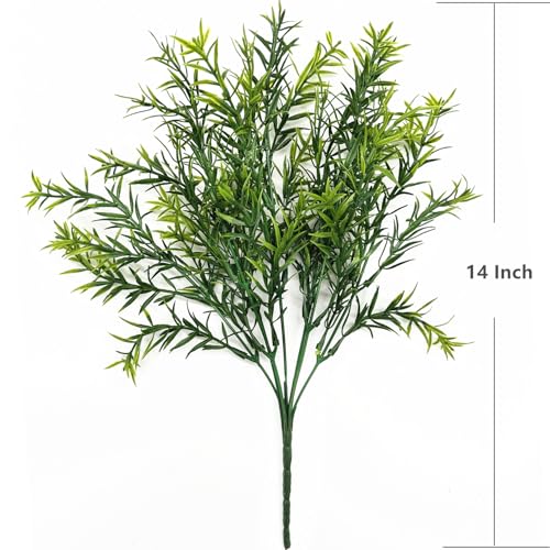 Artificial Rosemary Plants, Fake Plant Bushes Plastic Greenery Grass Faux Shrubs for Home Decor Kitchen Bathroom Farmhouse Room Shelf Desk Coffee Table Vase Pot Planter Filler DIY Decorations 6 Pack - color: Rosemary Grass / 6 Pack
