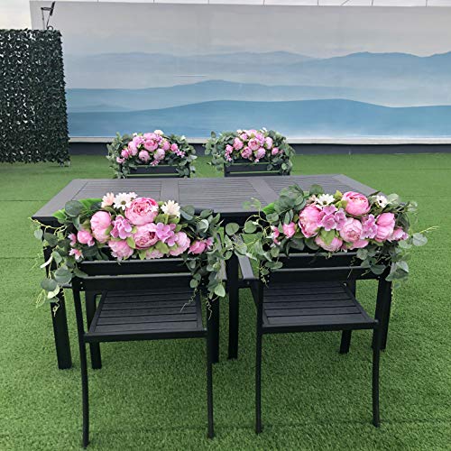 H&S BRIDAL Wedding Arch Flowers, 30 Inch Rustic Artificial Floral Swag for Door Lintel, Green Leaves Rose Peony Sunflowers Table Centerpieces Home Decoration - color: Pink2