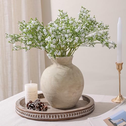 Ceramic Flower Vase Home Decor, 7.4 in Farmhouse Table Vases Rustic Vintage Living Room Kitchen Bedroom Decoration Pottery Decorative Vases for Flowers House Shelf Office Desk Dining Entryway, Retro - color: 7.4 in - Retro