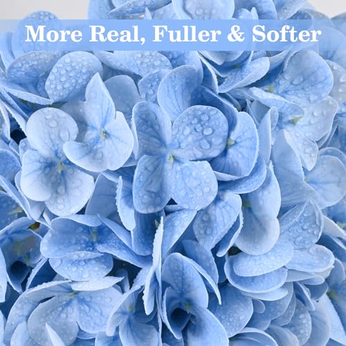Artflower 8Pcs Real Touch Hydrangea Artificial Flowers, 22.5'' Blue Full Latex Faux Hydrangea Flowers for Home Floral Arrangements Wedding Bouquets Kitchen Table Centerpiece Decorations - color: Blue, size: 8 Pcs