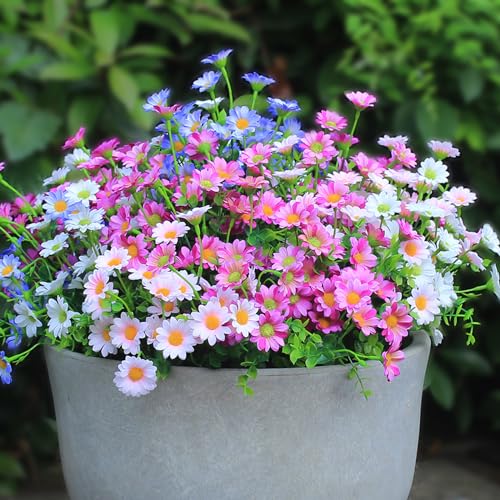 alyptus Enhance Your Outdoor Space Artificial Flowers & Plants 20 Bundles Anti-UV Simulated Flowers Lifelike Fake Silk Colorful Daisy Bulk for Christmas Thanksgiving Decoration (20 Bundles 1#) - color: Colorful