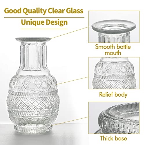 Glass Vase Bud in Bulk Set of 2,Vintage Flower Bottle Small Bud Vases for Floral Arrangements, Home Decor,Wedding Centerpiece,Table Decor,Decorative Centerpiece,Dinning(Set of 2) - color: Clear-2