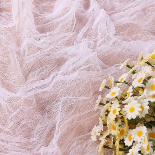 White Gauze Table Runner 10ft Rustic Cheese Cloth Table Runner 38×120 Inches Boho Style Decorations for Romantic Date Wedding Party Baby Shower Photography Decoration - color: White, size: 10 ft × 1 pc