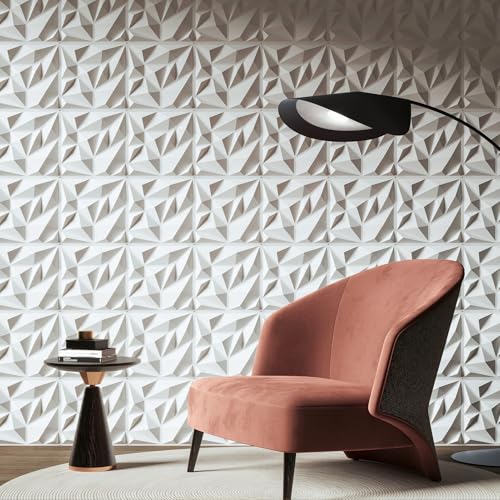Art3d 20 Pack Decorative 3D Wall Panels for Interior Wall Decor Living Room, 11.8"x11.8" Cover 19 Sq.Feet White PVC Panels for Bedroom TV Background Gaming Room Decor - color: Frost White, size: 11.8"x11.8"