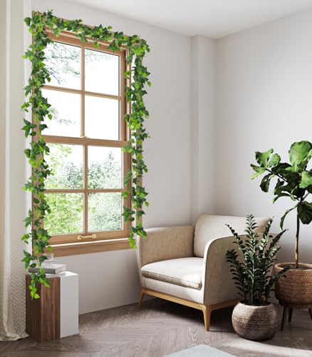 RECUTMS 6 Strands Artificial Vines Ivy Garland Fake Vine with Silk Green Leaves Hanging Plants Greenery Artificial Garland for Spring Summer Home Wall Bedroom Graduation Wedding Party Room Decor - color: Green-lvluo6pcs