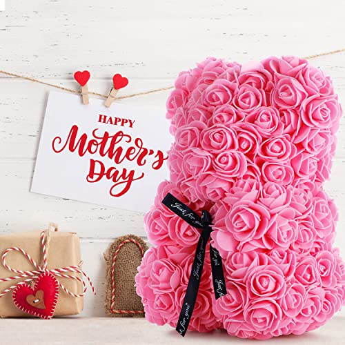 Mothers Day Rose Gifts for Mom—Ladies' Rose Teddy Bear, Artificial Rose Teddy Bear Birthday Bouquet, Mother's Day Rose Gifts, the Perfect Choice for Your Wife, Mom, or Grandma - color: Pink