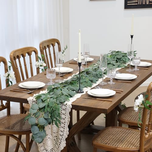 Mizii 2 Strands Artificial Vines Eucalyptus Garland 79" Fake Vine with Silk Green Leaves Faux Hanging Plants Greenery Decorations for Bedroom Table Centerpieces Party Wedding Room Decor (Eucalyptus) - color: Eucalyptus