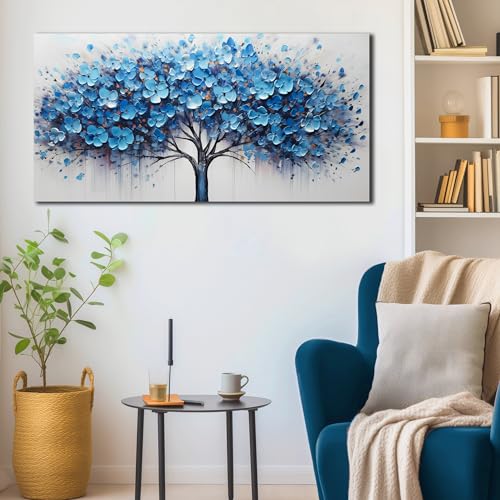 Tree of Life Wall Art for Bedroom Blue Wall Decor for Living Room Tree Prints Picture Decor 20 x 40 Inch - color: Blue, size: 40"L x 20"W