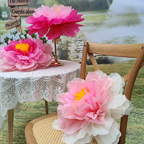 Giant Shades of Pink Paper Flower for Wall 20 Inch Birthday Floral Backdrop Baby Girls Room Nursery Wall Decor Party Supplies Pack of 3 - color: Pink