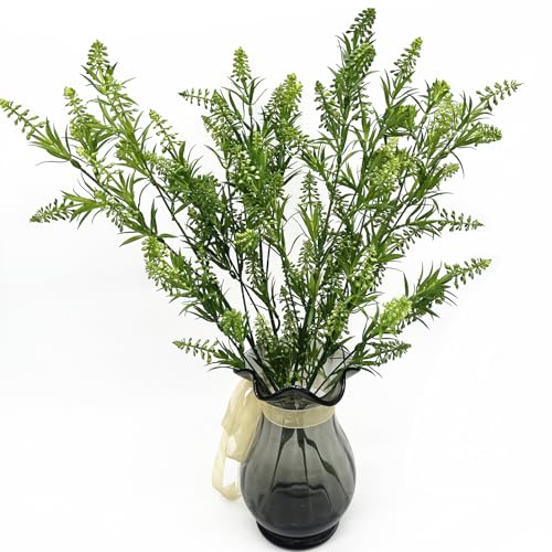 Artificial Plants Lavender Flowers Fake Greenery Plastic Plant Faux Flower Bundle for Indoor Outdoor Home Décor Wedding Bouquet Kitchen Table Centerpieces Arrangements Christmas DIY Decorations 4 Pack - color: Lavender - Green 4 Pcs