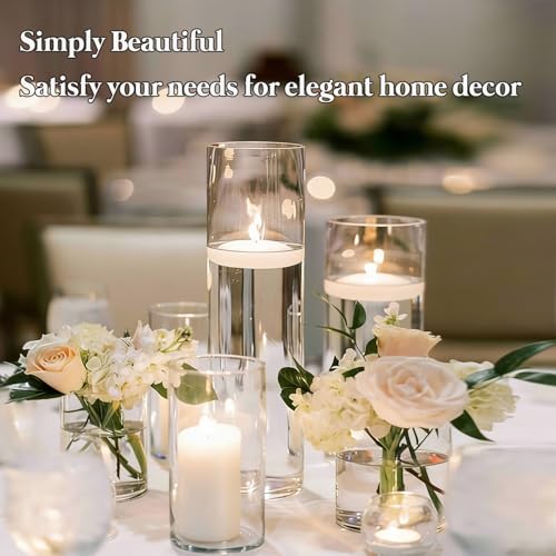 12 Pack Glass Cylinder Vases 14 Inch Tall Clear Flower Bulk Vase for Centerpieces Hurricane Floating Candle Holder for Table Home Decor Wedding Holiday Floral Shelf Party Dining Decoration - size: 14 Inch