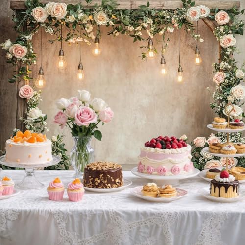 5x4ft Country Wedding Photography Backdrop Floral Rustic Roses Farmhouse Wooden Door Backdrop Pink Flower Birthday Baby Shower Wedding Bridal Party Banner Photo Booth Props Anniversary Background - color: Multi5, size: 5X4FT