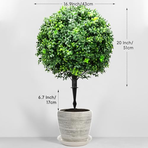 26-Inch Artificial Topiary Boxwood Ball Trees (Set of Two) – Lifelike, UV-Resistant Decor for Indoor & Outdoor Use – Enhance Your Space with Vibrant Greenery - color: 2pcs-ground Cutting-boxwood