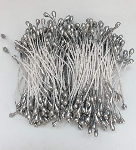 1800 Pcs 1.5mm Mini Pearl Double Heads Flower Stamen Pistil Handmade Artificial Flowers Wedding Party Home Decoration DIY Christmas Scrapbook Accessories Silver - color: Silver