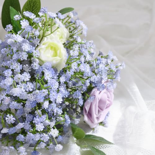 Yastouay Babys Breath Artificial Flowers, 30Pcs Fake Babys Breath Flowers Artificial Bulk, Real Touch Faux Babies Breath Gypsophila Bouquet for Wedding Centerpiece Floral Arrangement Party Decor - color: Blue, size: 30 Pcs