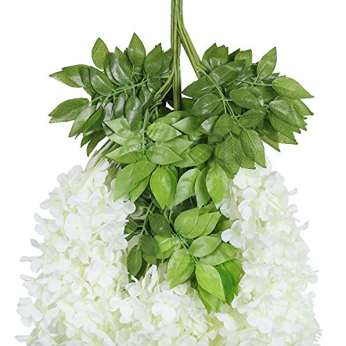 U'Artlines 24 Pack (Total 86.4 Feet) Artificial Fake Wisteria Vine Rattan Hanging Garland Silk Flowers String Home Party Wedding Decor (24, White) - color: White
