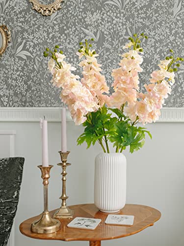 YalzoneMet Light Pink Artificial Delphinium Latex Flower 3 Pcs 31.5 inches Long Stem Fake Larkspur Lifelike Real Touch for Tall Vase Home Table Decor Wedding Arrangement Decoration (X070) - color: Pink