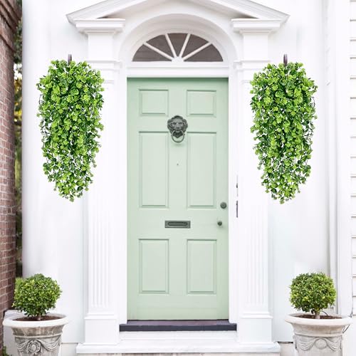 Waipfaru 8Pcs Fake Hanging Plants 3ft Fake Plants UV Resistant Fake Vines Artificial Decor for Indoor Outdoor Party Wall Porch Wedding Decoration,Light Green - color: Light Green Ivy Vines-thickened, size: 8Pcs Plants