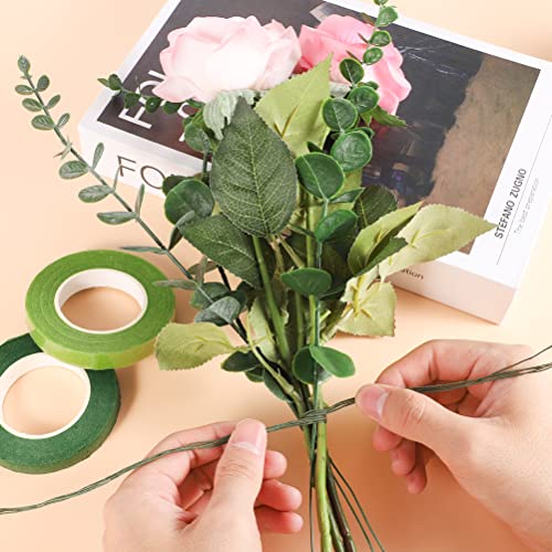 Floral Wire 26 Gauge, 100 Pcs Green Florist Flower Wire Stems for Crafts, Bouquet Stem Wrapping, Wreath Making, Flower Arrangement Supplies (14 Inch) - color: Green