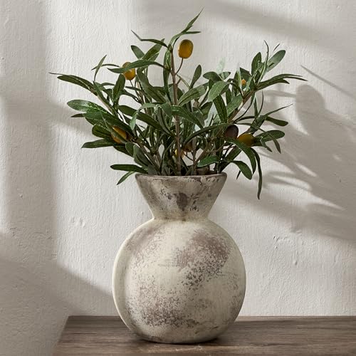 7" Ceramic Vase for Home Decor, Decorative Terracotta Farmhouse Rustic Vases for Living Room Kitchen Bedroom Bathroom Entryway Mantel Table, Pottery Vases for Pampas Grass Dried Fresh Flowers - color: Natural Brown- 7"