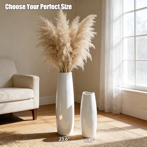 Large Ceramic Floor Vase, White 24" Tall Decorative Vase,Modern Home Decor, Office, Living Room, Kitchen, Bedroom Decoration, Housewarming,Wedding, New Year Gift - color: Shape 1, size: 24 Inch