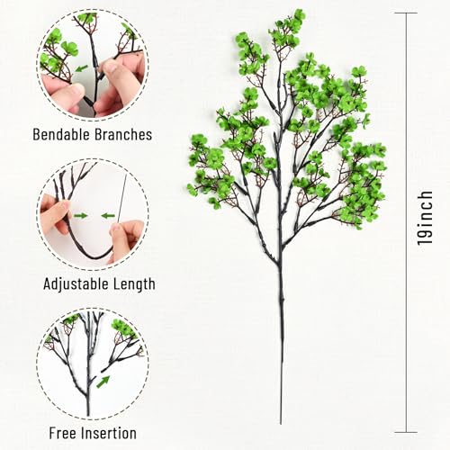 Waipfaru 15 Pcs Fake Flowers Babys Breath Silk, Real Touch Green Artificial Flowers Bulk with Bendable Stems, Green Faux Flowers Babys Breath for Spring Summer St. Patrick‘s Day Party Table Decor - color: Green, size: 15pcs