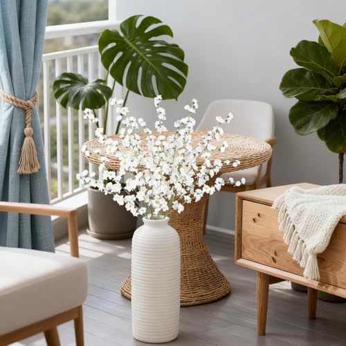 43.3in White Delphinium Artificial Flowers 5pcs Faux Snapdragon Flowers Long Stem Silk Flowers for Vase Table Centerpiece Home Wedding Party Garden Decoration(White) - color: White