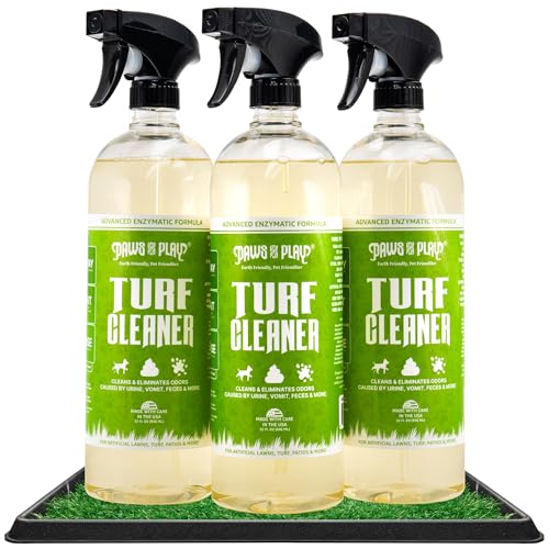 Paws and Play Turf Cleaner for Pet Urine Outdoor and Indoor | Artificial Grass Dog Urine Cleaner That Cleans and Deodorizes Pet Waste on Fake Grass For Dogs - 96 Fl Oz (Pack of 3) - size: 32 Fl Oz (Pack of 3)