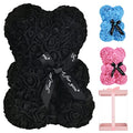 Lgv Flower Rose Bear,Romantic Gift for Valentine's Mother's Day, Christmas, Birthday,Girl Friend Her Mom Female Wife with Artificial Heart-Shaped Diamonds Black - color: Black