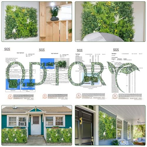 ODTORY Artificial Grass Wall Boxwood Panels: 40" x 40" (11.5 sqft) Greenery Ivy Privacy Fence Faux Backdrop with UV Protection Vine Leaf Hedge for Garden Covering Privacy, Home Decor - color: Green A, size: 20x20 in 4P