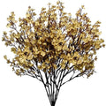 Mandy's 6 Bundles Artificial Gold Baby’s Breath Flowers | 18.5 Inch Silk Gypsophila European Style Modern Home Decor Centerpiece Neutral Wedding Flower Arrangements - color: Gold