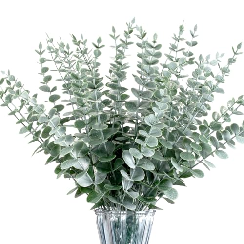 40pcs Eucalyptus Stems Artificial Eucalyptus Leaves Stems,Fake Eucalyptus Plants Real Touch Faux Flower for Home Office Flowers Bouquet Centerpiece Wedding Decoration Spring Farmhouse Home Decoration