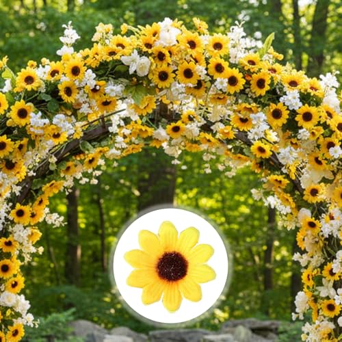 150 Pcs Mini Artificial Sunflower Heads, 1.7 In Sunflowers Artificial Flowers for Spring Summer Decoration, Fake Sunflowers for Home Garden Wedding Party Office Indoor (Only Heads, No Stems)