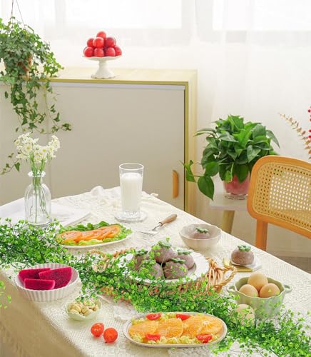 RECUTMS Fake Vines Garland Artificial Hanging Plant Faux Ferns Leaves Greenery Ivy Garland 2Pcs for Summer Home Indoor Outdoor Wedding Farmhouse Table Centerpiece Graduation Party Garden Decor(Green) - color: Green-garland