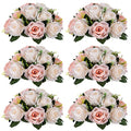 NUPTIO Flower Balls for Wedding Centrepieces - 6 Pcs 9.5in Diameter Artificial Flower Ball Arrangement Bouquet Peachy Pink & Creamy White Fake Rose Flowers Party Centerpieces for Weddings Tables | 6 Pcs Peachy Pink & Creamy White Fake Floral for Wedding B