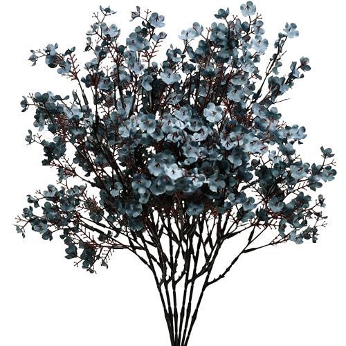Mandy's 6 Bundles Artificial Dusty Blue Baby’s Breath Flowers | 18.5 Inch Silk Gypsophila European Style Modern Home Decor Centerpiece Neutral Wedding Flower Arrangements - color: Dusty Blue
