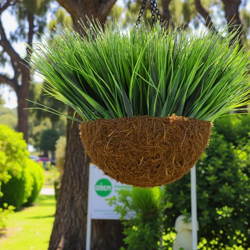 40 Bundles Artificial Grass Plants for Outdoors, UV Resistant Fake Grass Plant Decor, Faux Grasses for Outdoor Planters, Polyethylene Fake Ornamental Grasses for Garden/Porch/Window Box