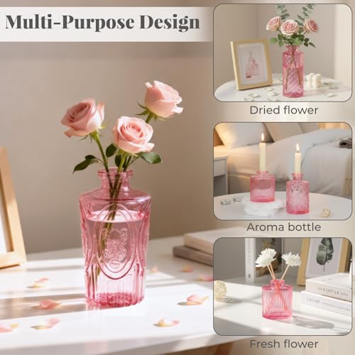 BEAHOT Bud Vase in Bulk - Flower Vases for Wedding Decorations, Glass Vase for Table Decorations, Small Vase for Home, Mother's Day, Centerpieces, Party, Office (32pack,Pink) - color: Pink