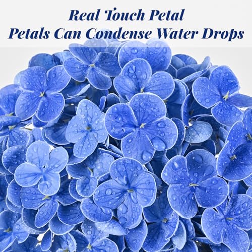 MARTINE MALL 4Pcs 21in Hydrangea Artificial Flowers, Latex Real Touch Hydrangeas Lifelike Large Hydrangea Flowers for Home Decor Party Arrangements Wedding Bouquets Centerpieces (Dark Blue) - color: Dark Blue, size: 4Pcs