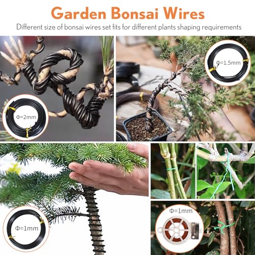 Bonsai Tools Kit 20 Pcs Garden Tools Set for Beginner, Gardening Gift for Women Men, Includes Bonsai Wire Kit, Plant Mat, Pruning Shears, Bonsai Scissors, Succulent Tools in Leather Storage Bag - style: Orange