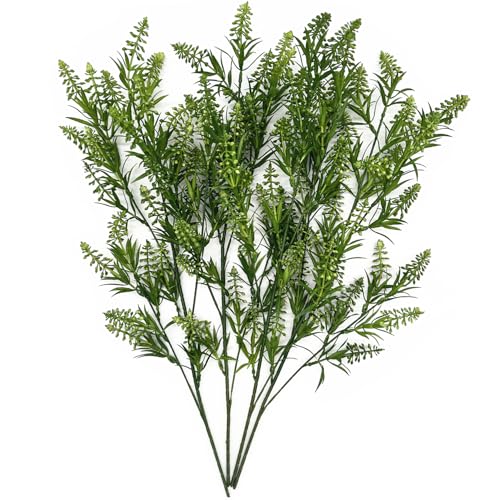Artificial Plants Lavender Flowers Fake Greenery Plastic Plant Faux Flower Bundle for Indoor Outdoor Home Décor Wedding Bouquet Kitchen Table Centerpieces Arrangements Christmas DIY Decorations 4 Pack - color: Lavender - Green 4 Pcs