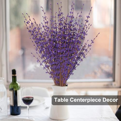 Wootkey 5 Pcs 29.5" Long Jasmine Artificial Flowers Fake Purple Flower Bouquet Branches Stem for Table Centerpieces DIY Floral Art Plant Home Office Wedding Dining Decoration (Deep Purple) - color: Deep Purple, size: 5pcs-29.5''