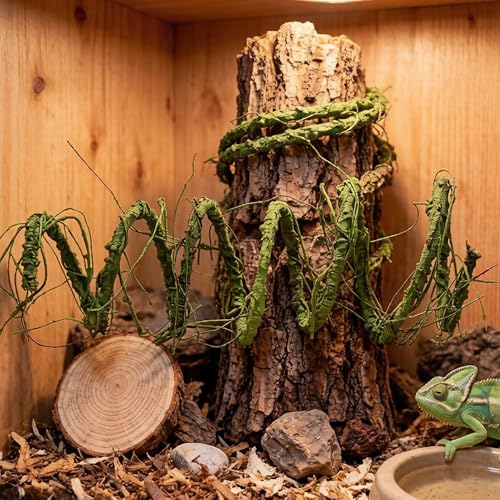 118inch Flexible Green Medium Artificial Tree Branches Fake Tree Trunk Garland Rattan Wreath Cherry Blossom Grape Vines Floral for Wall Hanging Reptile Climb Jungle Theme Party Halloween Decoration - color: Green, size: Medium