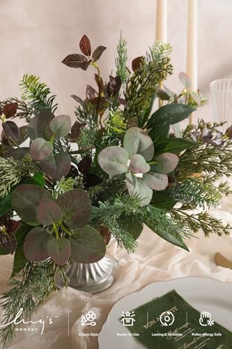 Ling's moment Artificial Greenery Stems Box Set, Faux Greenery Picks for DIY Bridal Bouquets Wedding Floral Arrangement Table Centerpieces, Black Forest - color: Greenery Combo- Black Forest