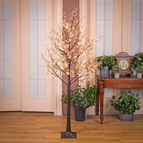 6FT Lighted Gypsophila Tree 176 LED Artificial Baby Breath Flowers Tree with Lights for Decor Inside and Outside Home Patio Wedding Festival Christmas Decoration Warm White - color: Pink