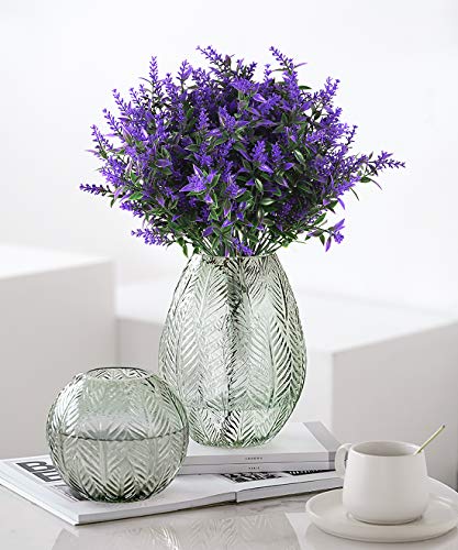RECUTMS Artificial Greenery Lavender Fake Shrubs Flowers 8 Bundles UV Resistant Hanging Planter Flora Fence Indoor Outside Decor Wedding Table Flowers Arrangement Bouquet Filler (Purple) - color: Purple, size: 8 Bundles