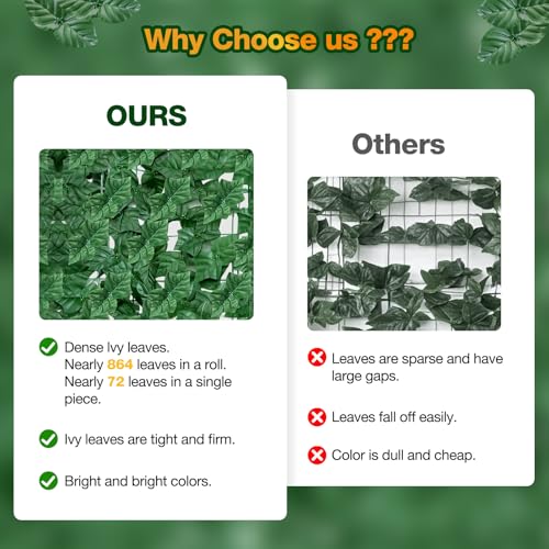 Artificial Ivy Privacy Fence Wall Screen, 79 x 118 in Garden Fake Hanging Plants Vines, Aesthetic Faux Greenery Garland Leaves with Strengthened Joint Prevent Leaves Falling Off for Outdoor Decor - color: Green Ivy, size: 78.75*118.11in