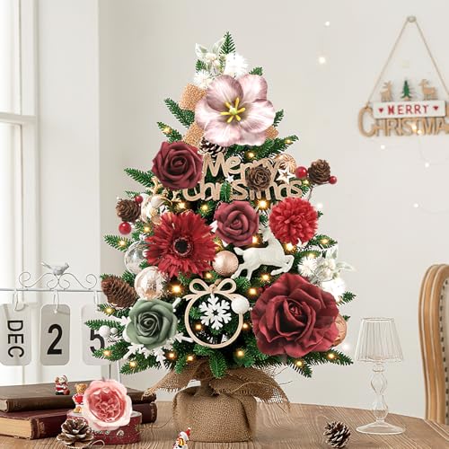 YYHUAWU Artificial Christmas Flowers Combo Box Set Fake Flowers Leaf with Stems for DIY Tree Ornaments Xmas Wreath Floral Arrangements Centerpieces - color: Chrismas Pink＆red